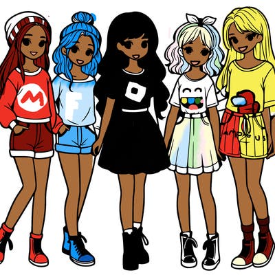 a group of five girls