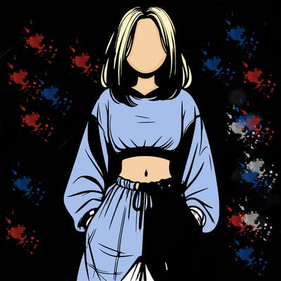 realistic girl faceless with baggy pants and a crop top