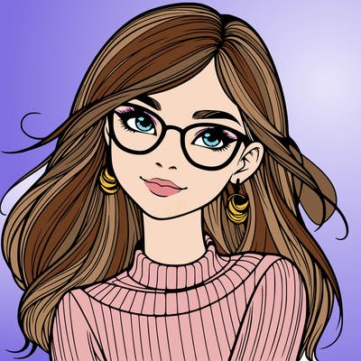 realistic girl with glasses