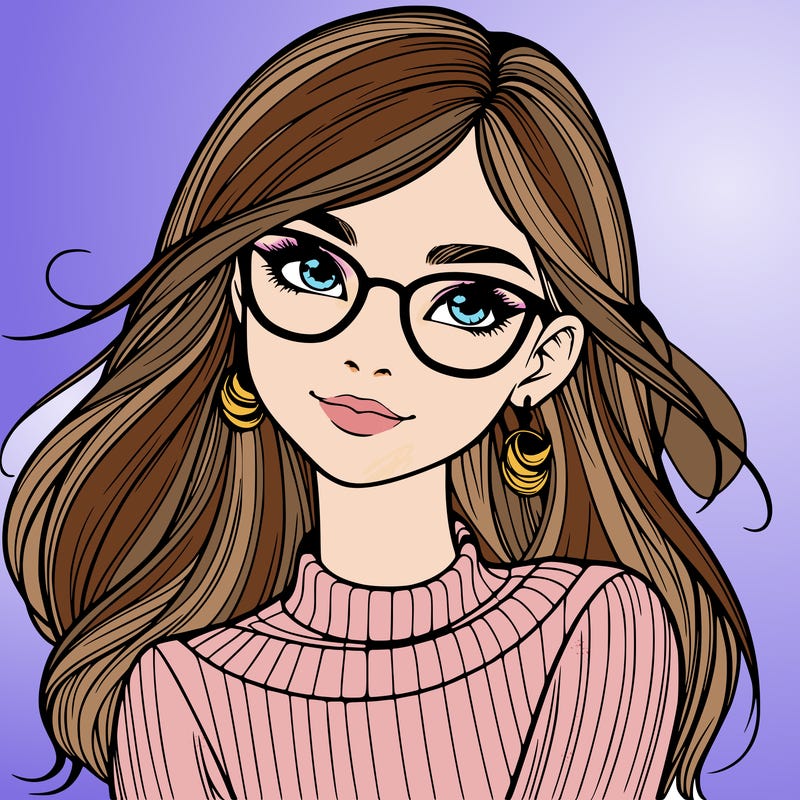 realistic girl with glasses