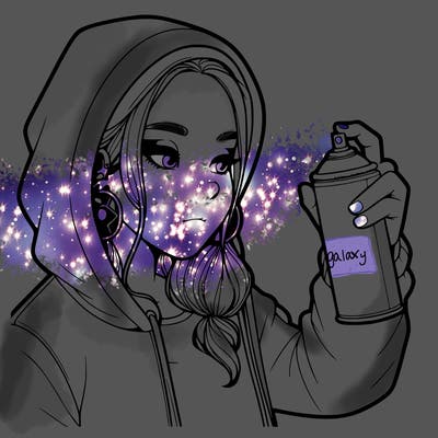 a realistic girl, spray painting