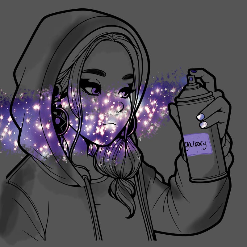 a realistic girl, spray painting