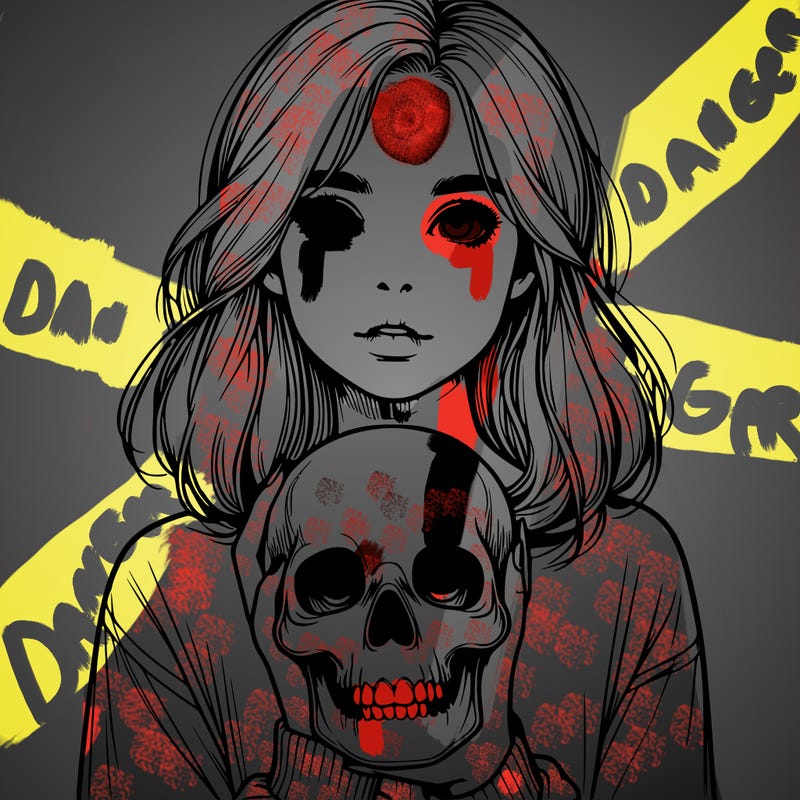 realistic girl holding a skull