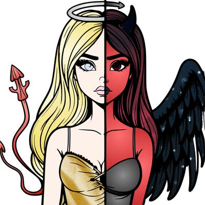 devil vs angel realistic girl
