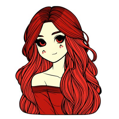realistic girl with long hair