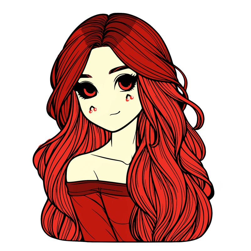 realistic girl with long hair