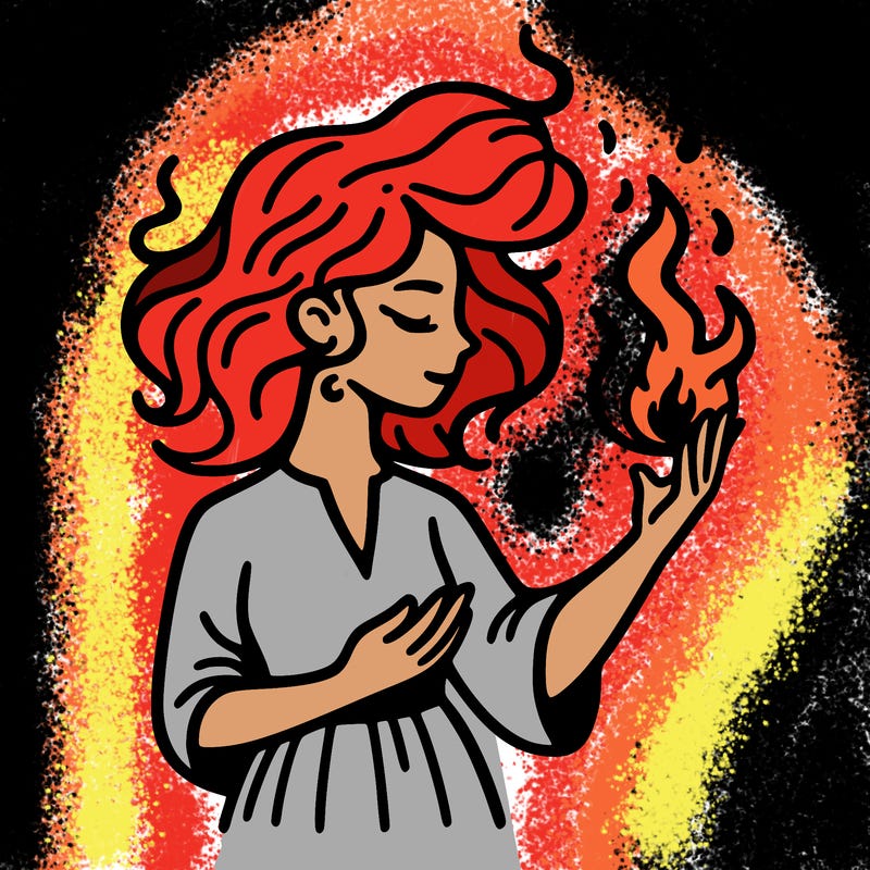 woman with fire