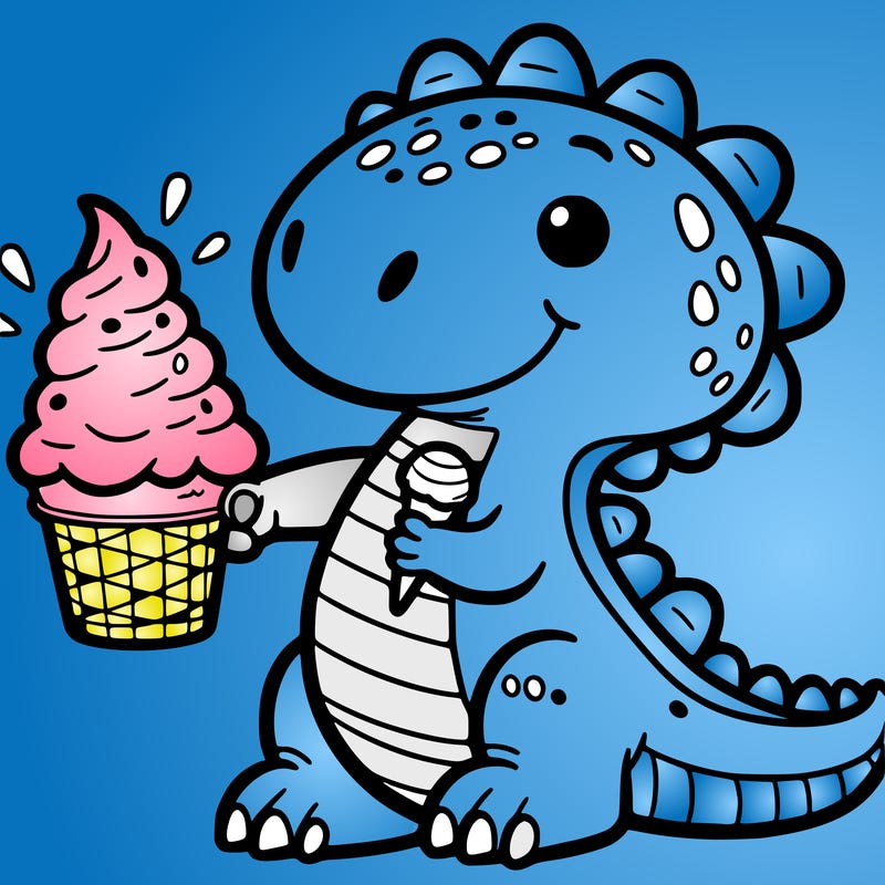 dinosaur with ice cream