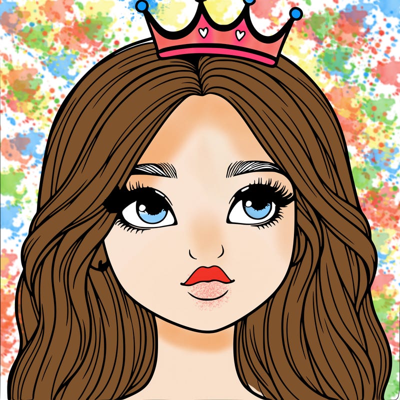 a realistic girl with a crown on