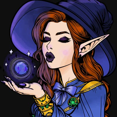 realistic elf casting a spell with lips