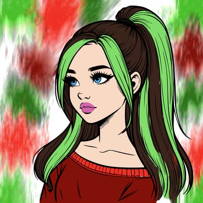 realistic girl with a high ponytail