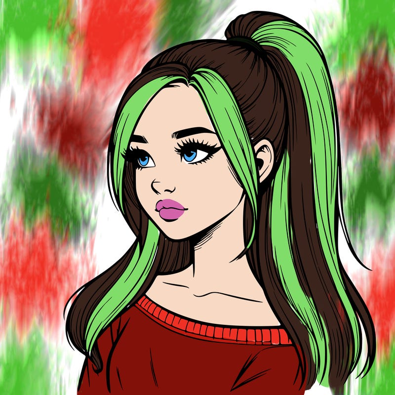 realistic girl with a high ponytail
