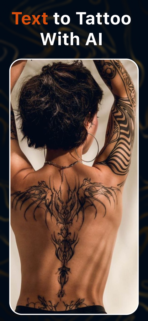 AI Tattoo Generator & Maker - AI-generated intricate back and arm tattoo design on a person