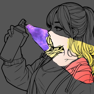 a realistic girl spray, painting