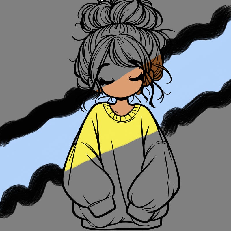 girl with baggy sweatshirt and messy bun