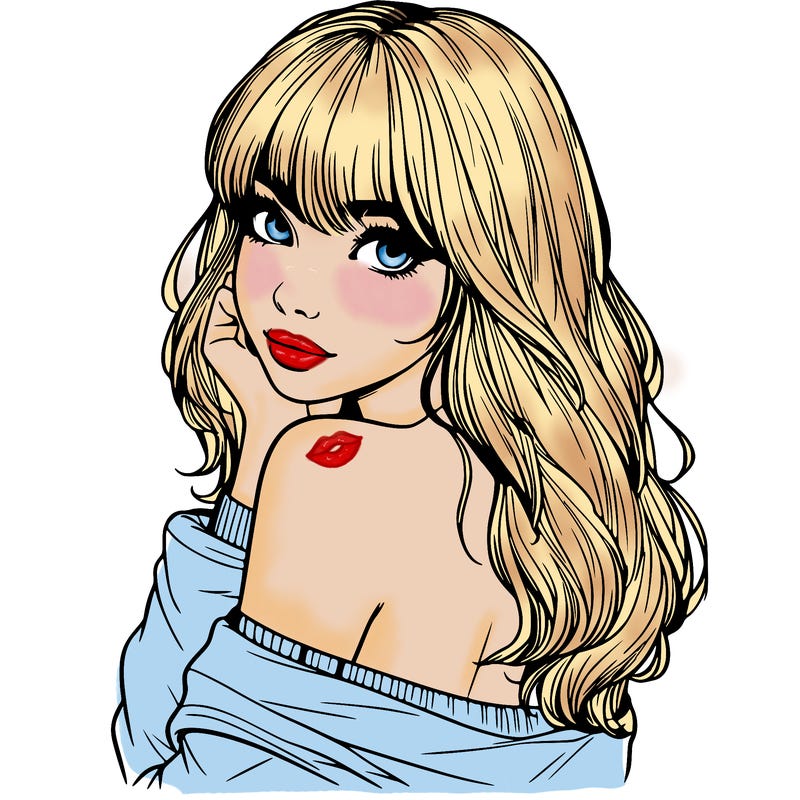 realistic girl with bangs looking over her shoulder