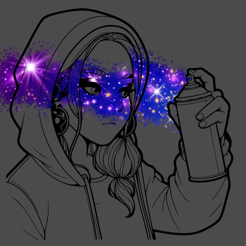 a realistic girl, spray painting