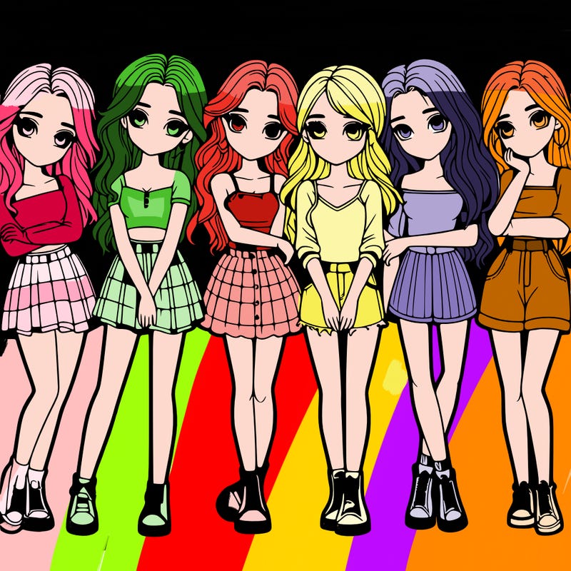 a group of girls realistic