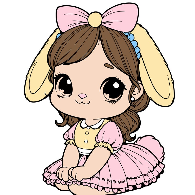 cute easter bunny girl realistic