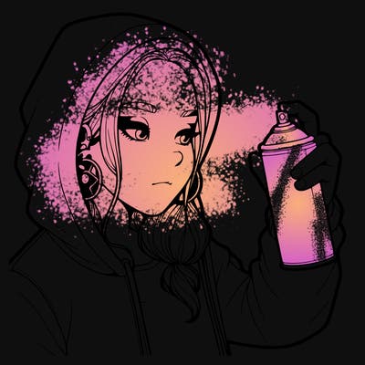 a realistic girl, spray painting