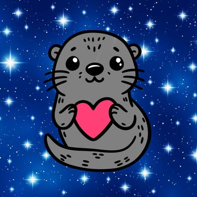 otter with a heart