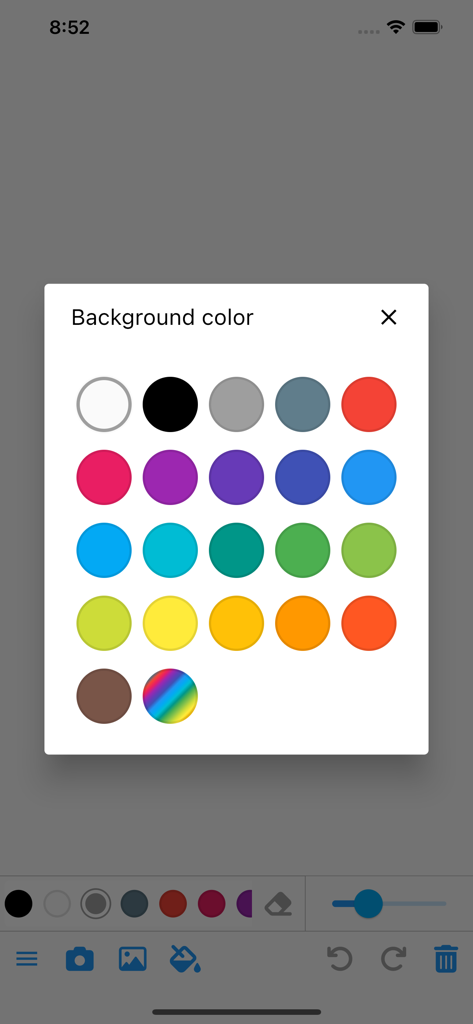 Doodle Board | Doodly - Tela de seleção de cor de fundo com várias opções de cores no aplicativo Doodly