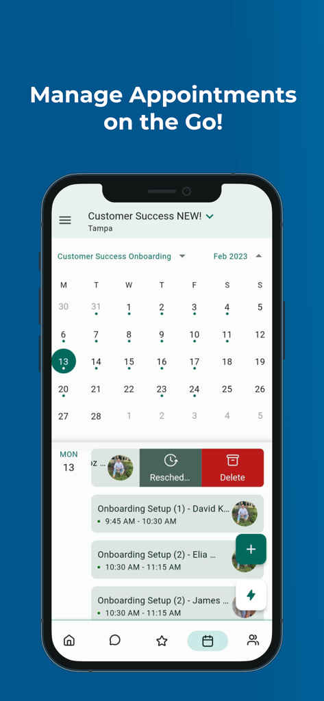 Lead Connector - Lead Connector Mobile App-Oberfläche für Terminverwaltung und Kalenderplanung.