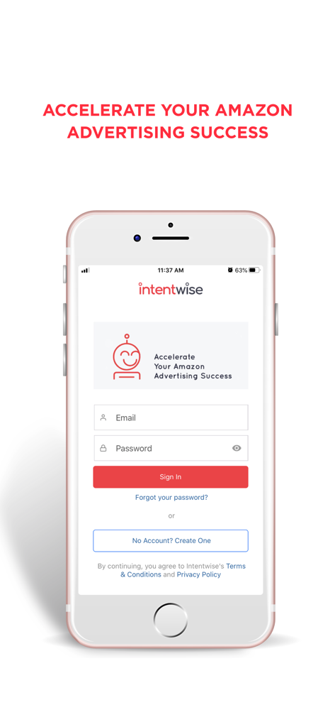 Intentwise - Intentwise mobile app sign in screen for Amazon advertising analytics