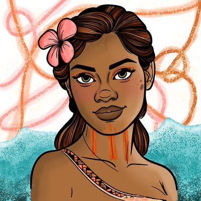 a realistic polynesian woman with a samoan pacific look and a taupou