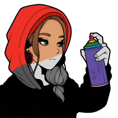 a realistic girl, spray painting