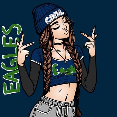 realistic teenage girl with braids and a beanie and crop top doing 🫶🏼