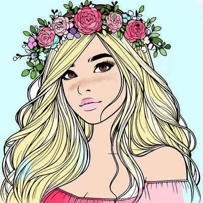 realistic girl with flower crown