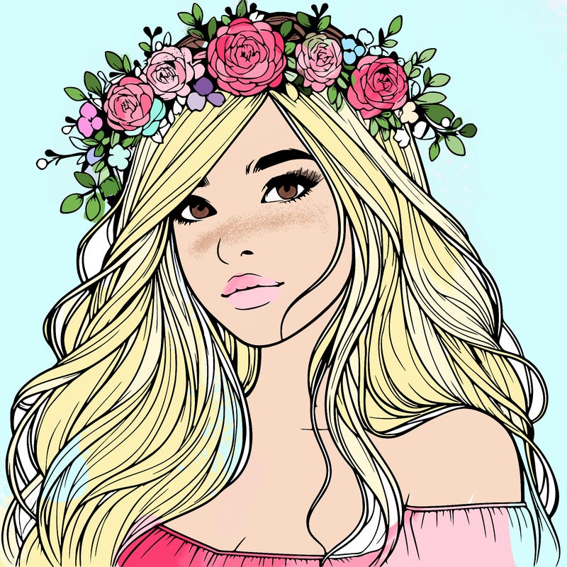 realistic girl with flower crown