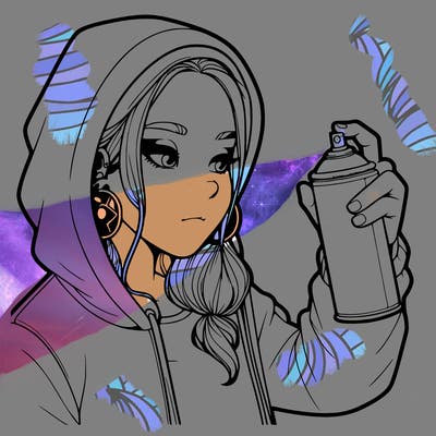 a realistic girl, spray painting