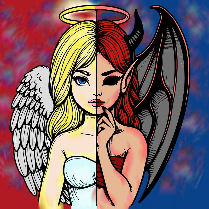 realistic angel half demon