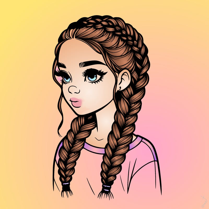 realistic girl with braids