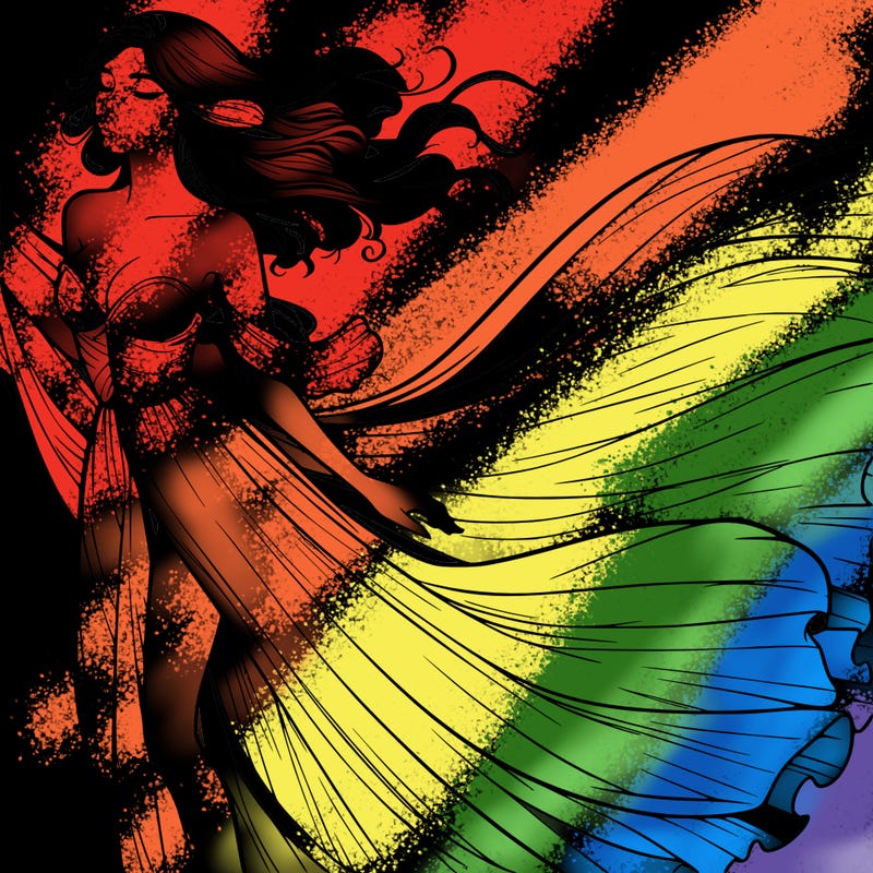 realistic woman in dress flowing the the wind