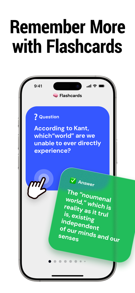 Benote app interface showing AI generated flashcards for study and memorization