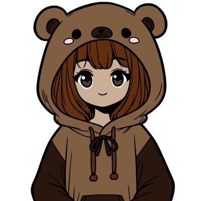 cute teen girl wearing a cute bear hoodie