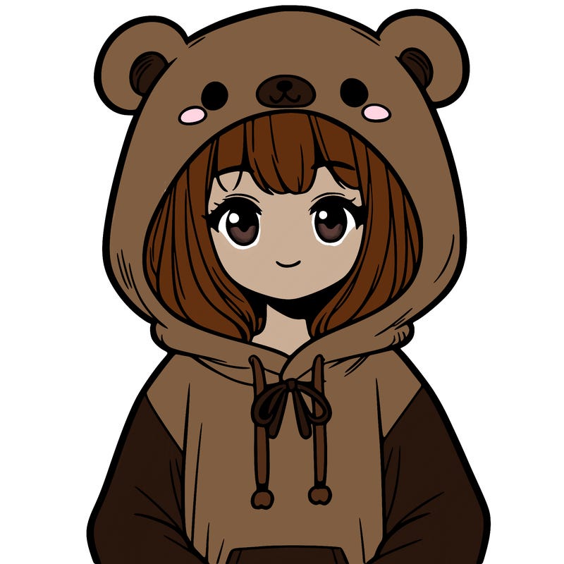 cute teen girl wearing a cute bear hoodie