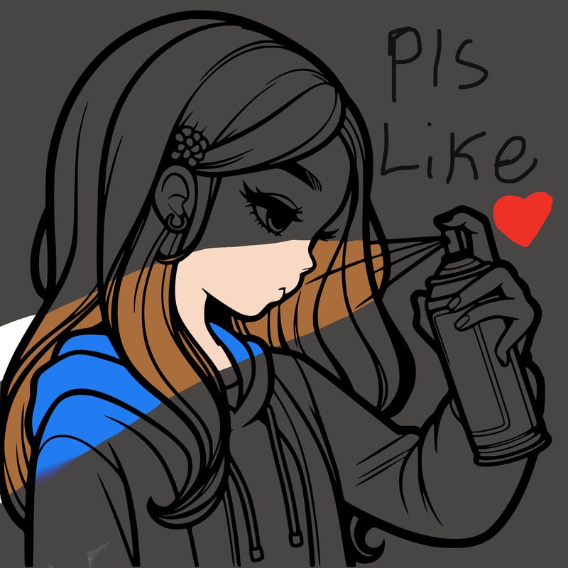 a realistic girl spray painting