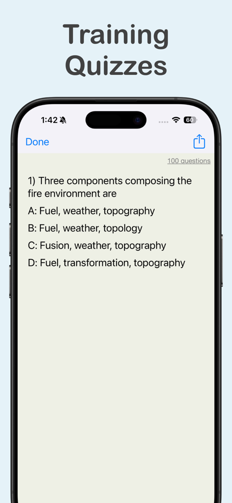 Wildland Toolkit - Wildland Toolkit app training quiz question for wildland firefighters