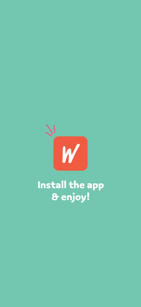 Wnees | ونيس - Wnees event planning app installation screen featuring the red W icon on a teal background