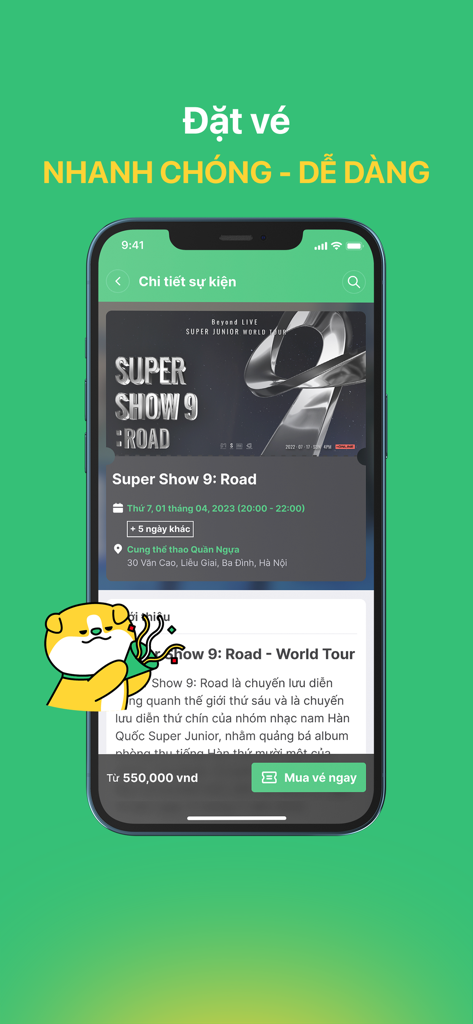 A mobile screenshot of the Ticketbox app showing event details for a concert.
