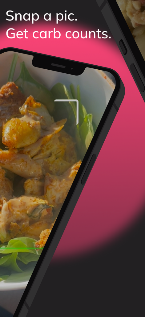 Smartphone using Gluco AI to take a picture of a meal for instant carb counting