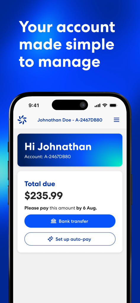 Meridian Energy NZ app interface displaying account balance and payment methods