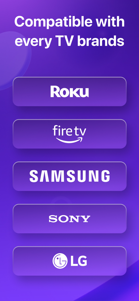 TV Remote for TV Universal - Una lista de las principales marcas de TV compatibles con la aplicación Universal TV Remote, incluyendo Roku Fire TV Samsung Sony y LG