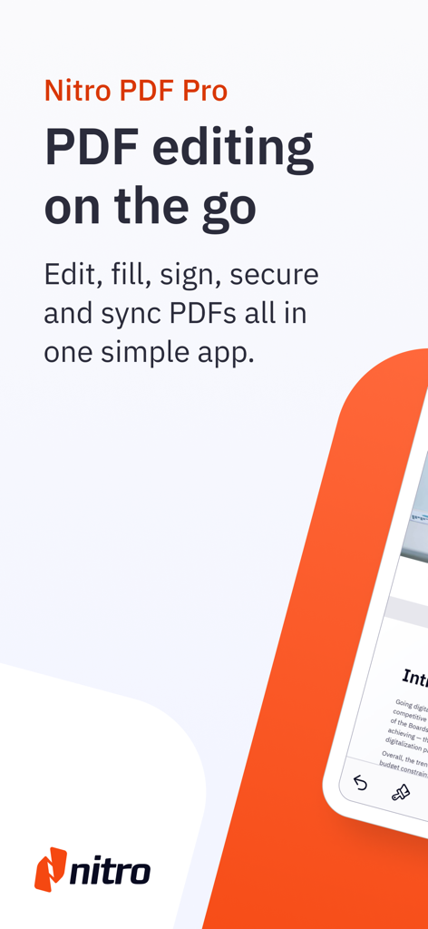 Nitro PDF Pro: Read & Edit - Tela do aplicativo Nitro PDF Pro mostrando recursos de edição e assinatura de PDF móveis