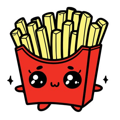 a cute. french fries