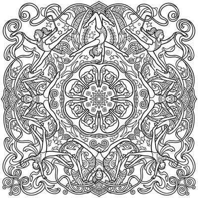 Celebrate the strength and artistry of youth gymnastics with this captivating mandala coloring page. Young athletes perform dynamic poses within a beautifully symmetrical design, offering a unique blend of sport and intricate art.